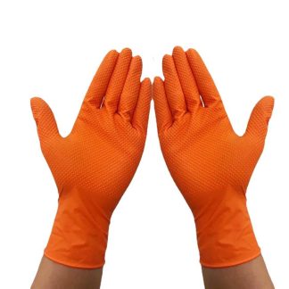 8G Diamond Grip Nitrile Orange Gloves Pack of 100